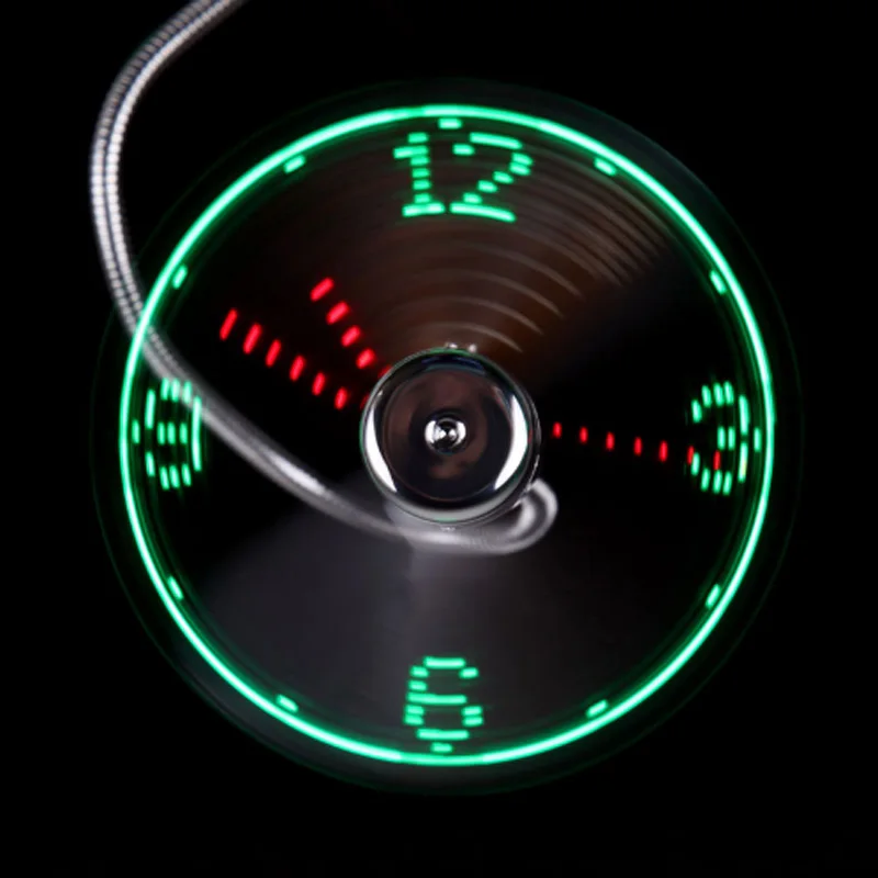 Creative Adjustable Mini USB Fans With LED Time LED Clock Fan LED Light