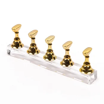 

6 in 1 Magnetic Fake Nail Tips Practice Holders with Acrylic Base False Nails Tip Display Stands Nail Art Exhibition Shelves
