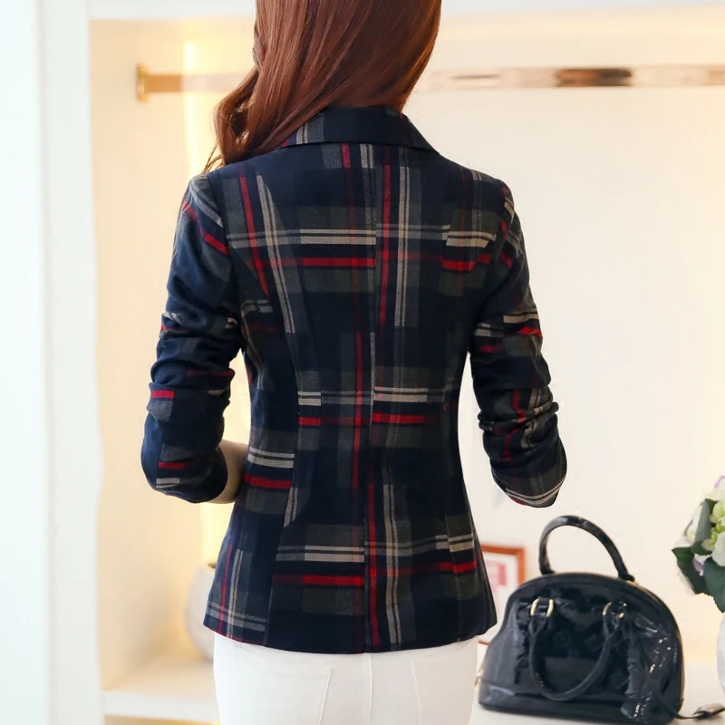 Пиджаки ПР Стиль Slim Fit Для женщин пиджак женский Femme Для женщин S высокое qualityjacket пальто красные, синие плед одна кнопка костюм Блейзер t704