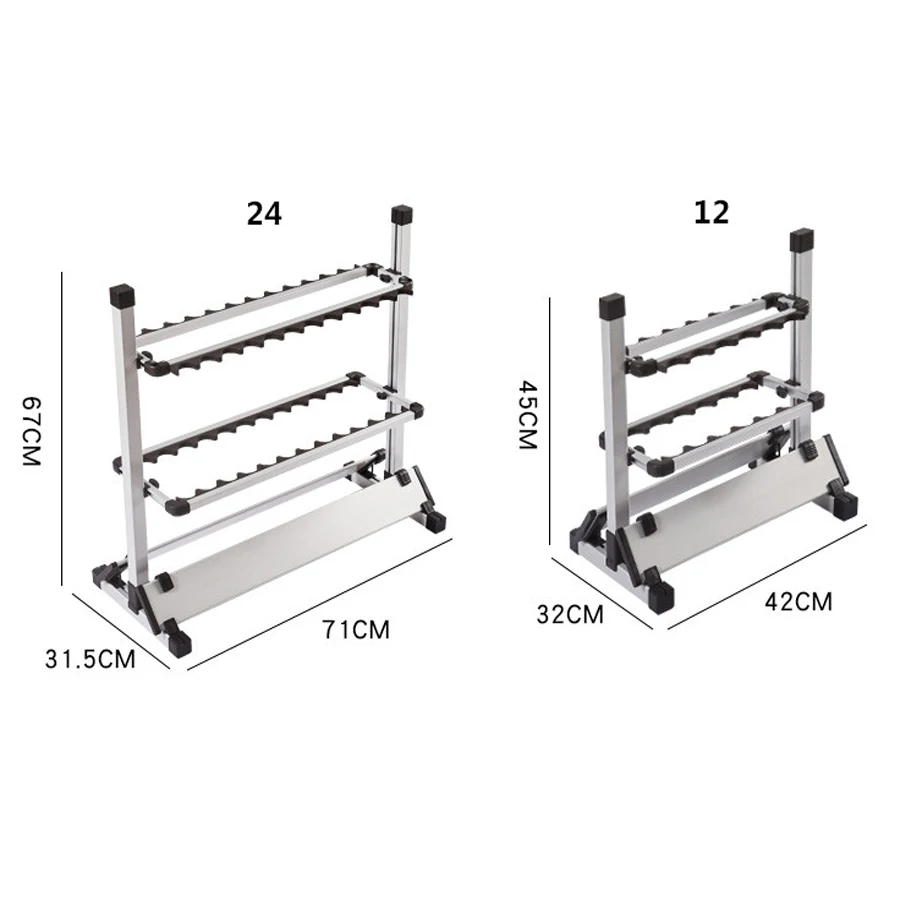 Алюминиевый сплав удочки дисплей стойка держатель стержня 24 полка для хранения кронштейн поддерживающая стойка Фиксированная Рама рыболовные снасти инструменты