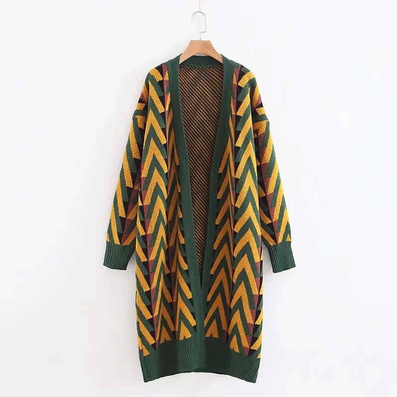 

Hot sale C0823T3 Europe and the United States in the fall of 2018 new product 8767 # color wave grain knitting cardigan coat