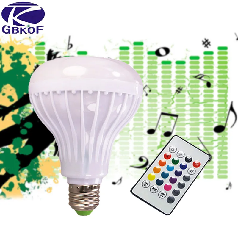 

E27 Smart RGB RGBW Wireless Bluetooth Speaker Bulb Music Playing Dimmable LED Bulb Light Lamp with 24 Keys Remote Controller