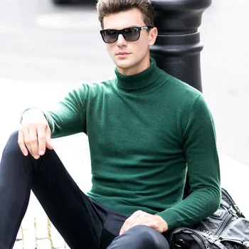 

Autumn Winter Authentic Pure Cashmere Turtleneck Sweater Mens Warm Computer Knitted Casual Pullovers comfortable size SMLXLXXL