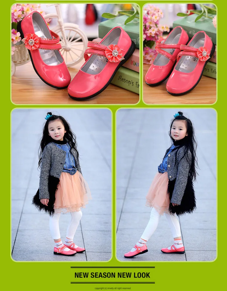 Милые детские яркие кожаные тонкие туфли с цветами для девочек-подростков; детская обувь для вечеринок и свадеб; Танцевальная обувь принцессы; школьная обувь