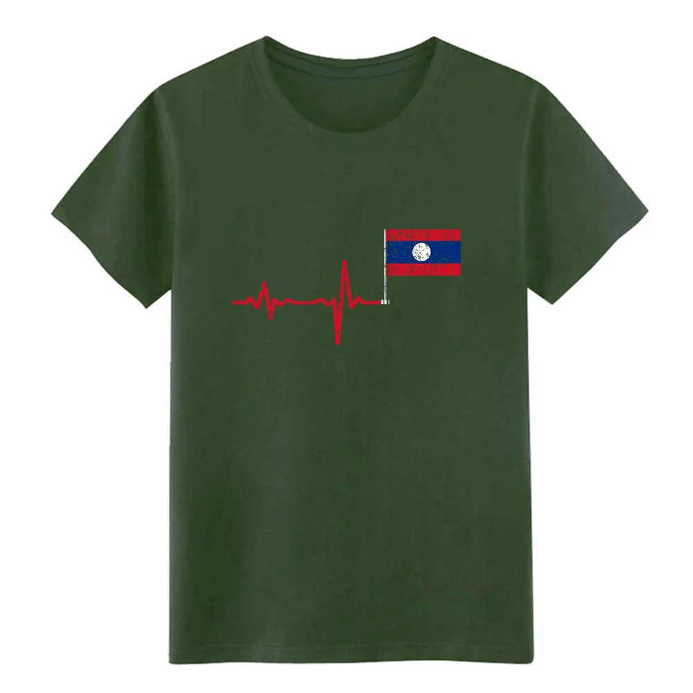 Бейсбольная Футболка с надписью Heartbeat Laos flag gift 100% хлопок круглым вырезом новая