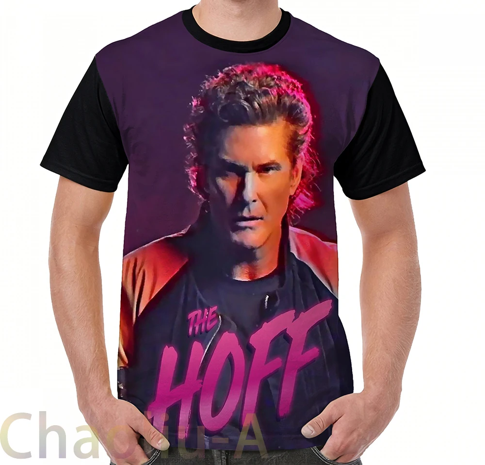 

The Hoff - David Hasselhoff Retro Allover Patten T-Shirt men funny printed t shirt women tops tees Short Sleeve Casual tshirts