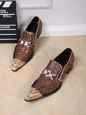 

Spring and Autumn men's shoes pointed sequins increased iron personality casual shoes Oxford shoes