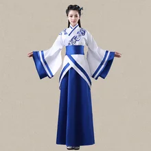 Высший сорт Роскошный танцевальный костюм Hanfu вышитая королевская Фея женский старинный китайский костюм одежда Cos