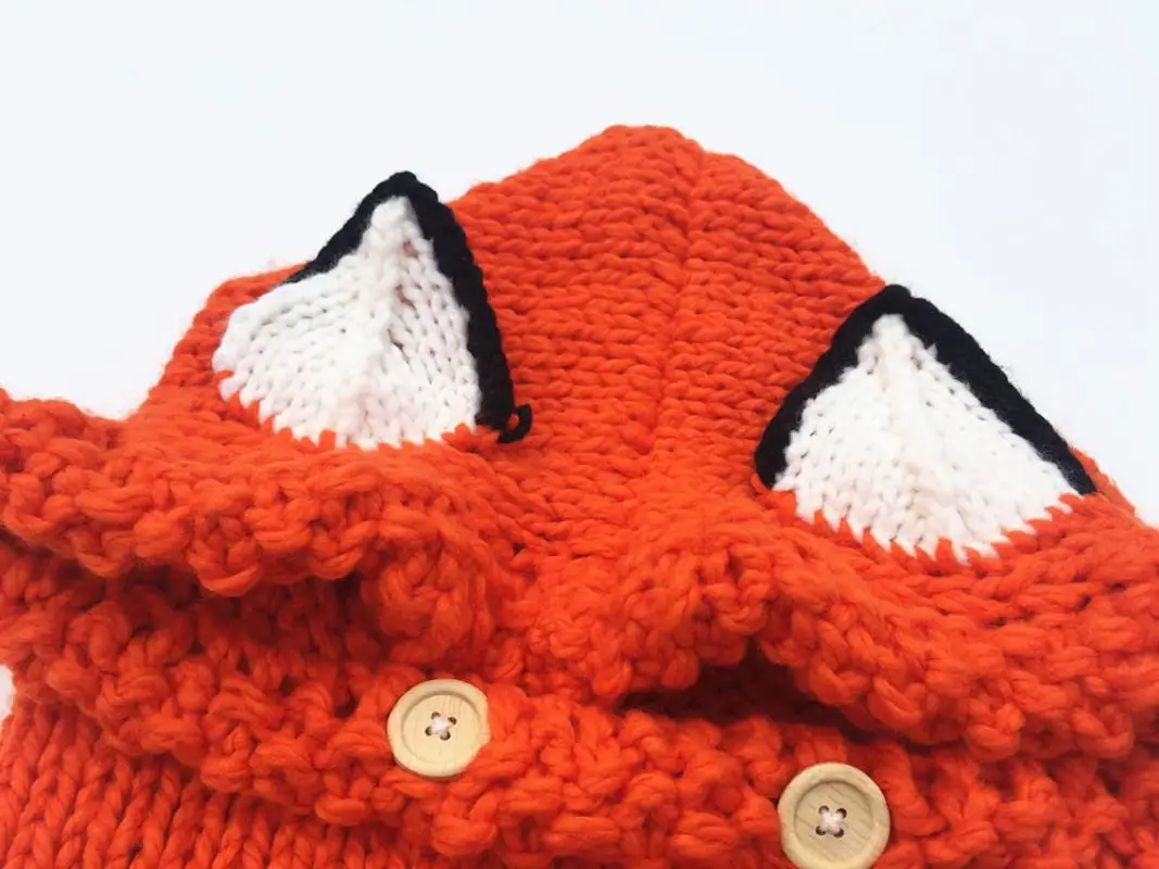 Kids fox hat children's knit wool handmade beanie hat wrap knit bib suit hat new cute scarf caps