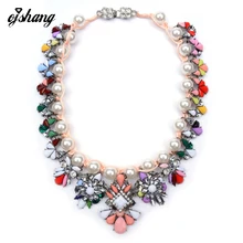 2016 New Fashion Luxury Brand Necklaces Pendants Shourouk Pearl Jewelry Flower Statement Necklace Choker Collar For