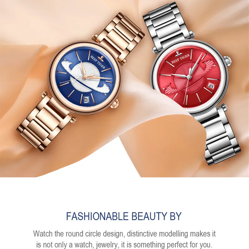 

Reef Tiger R/T Watch lady Waterproof Mechanical Fashion Clocks Top Luxury Brand All steel Automatic Watches reloj mujer RGA1591