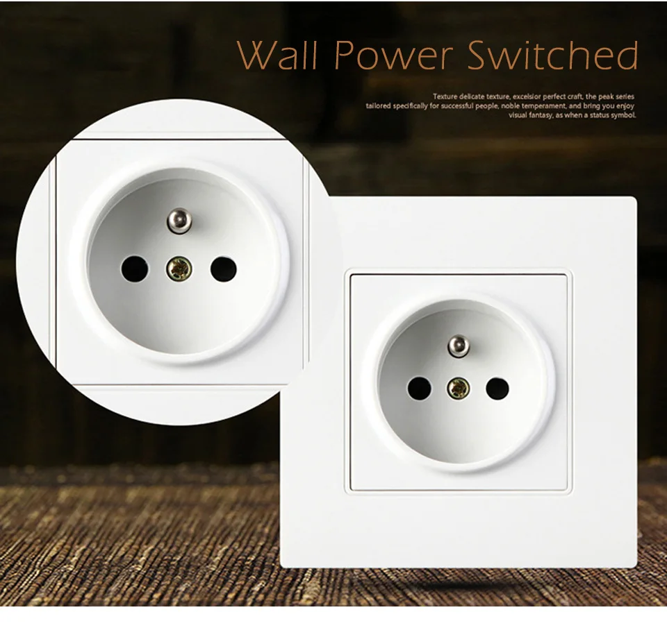 16A French Standard Wall Electric Power Socket Plug PC Outlet Panel Switched AC 110-250V 86mm90mm Electrical outlet for Mobile (6)