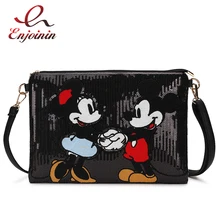 Мультяшный дизайн, блестящая прошитая полиуретановая Сумка-клатч для молодых девушек, сумка-конверт через плечо, сумка-мессенджер для женщин, сумка через плечо, сумочка