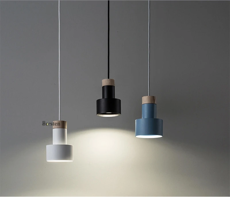 Nordic Pendant Lights Wood Aluminum Lampshade Hanging Lamp Industrial Lighting For Bedroom Living Room Restaurant E27 (2)