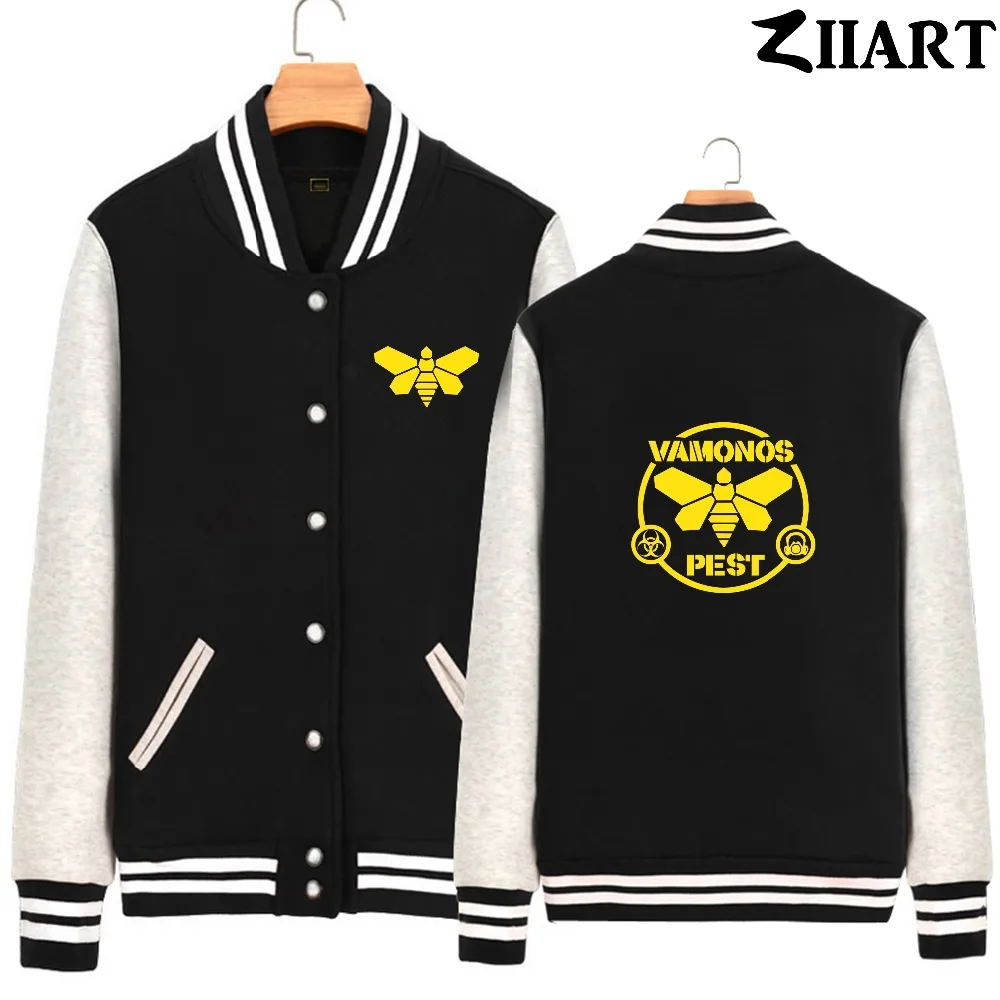 Vamonos Pest bee Breaking Bad Golden Moth/парная одежда Мужская Флисовая бейсбольная куртка на