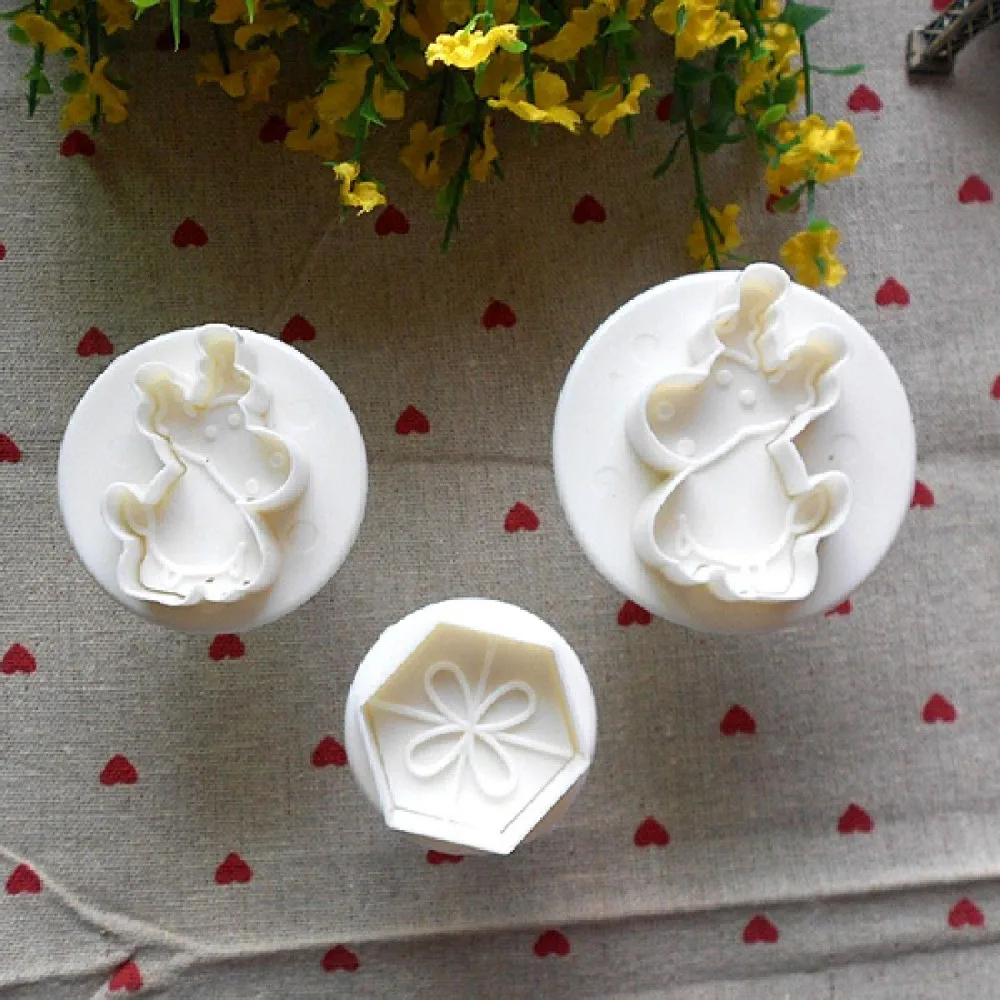

Best Sale 3Pcs/set Sugarcraft Cake Decorating Fondant Plunger Cutter Modelling Tool Mold Mould Free Shipping