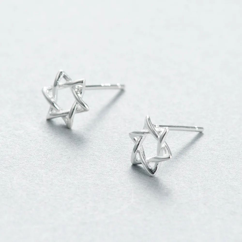 Six awn star earring 100% 925 Sterling silver Jewelry fashion Hypoallergenic Stud earrings for women gift
