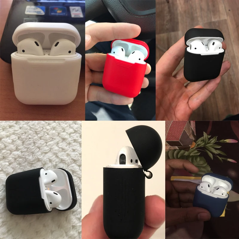 Силиконовый чехол для Apple Airpods, защитный чехол с защитой от потери, Беспроводные аксессуары для наушников, белый, черный, красный