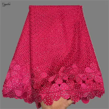 

High class wedding/party water soluble lace fabric embroidery cord lace cloth with rhinestones ZQW6(5yds/lot)
