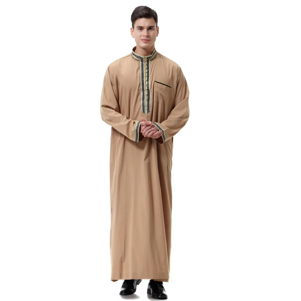 Мусульманские мужчины jubba tobe abaya формальное платье Ближний Восток Musulman Homme Jubah Caftan Саудовская Арабский исламский одежда CN-039