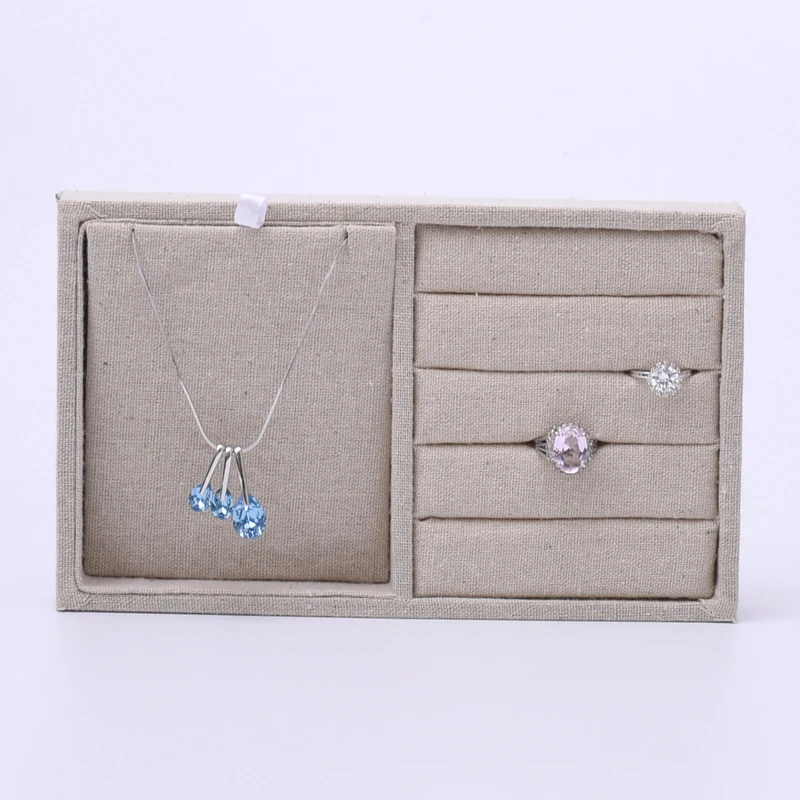Pendant Ring Display Small Tray Linen Jewellery Tray Gray Velvet Ring