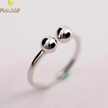 

Flyleaf 2020 Double Beads Open Rings For Women High Quality Fashion Lady 925 Sterling Silver Jewelry