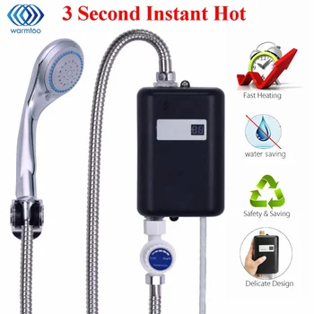 

3.8KW Mini Tankless Instant Electric Hot Water Heater LCD Temperature Display Kitchen Bathroom Water Shower System