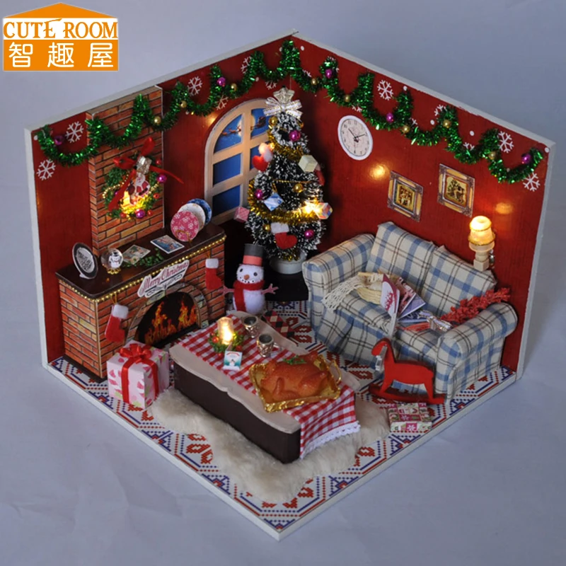 Милая комната DIY деревянный дом Miniaturas с мебели DIY Миниатюрные домики кукольный домик игрушки для детей Рождество и день рождения TW8