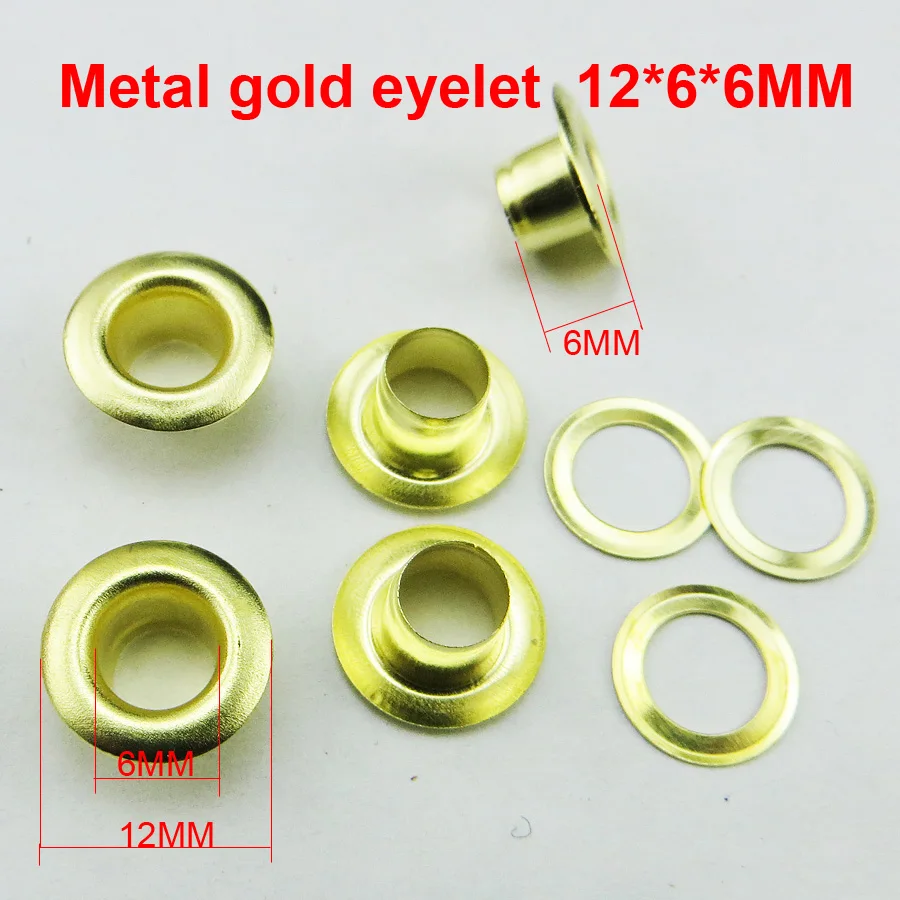 1000PCS 12*6*6MM gold METAL EYELETS button sewing clothes accessory
