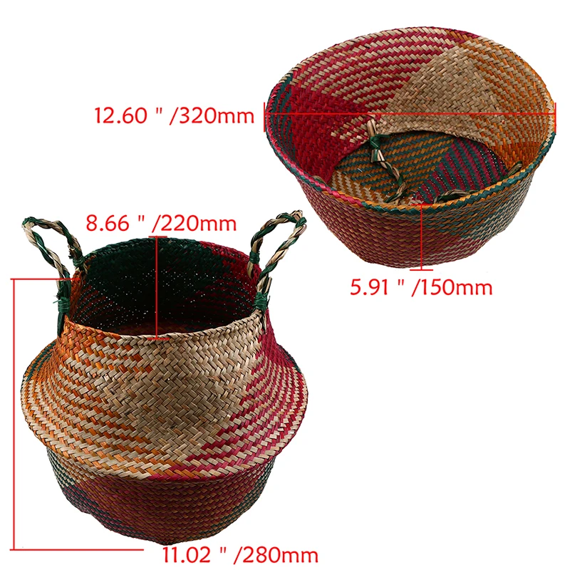 WHISM 7 видов конструкций ручные плетеная корзина-горшок для цветов складные натуральные водоросли завод цветочный горшок горшки
