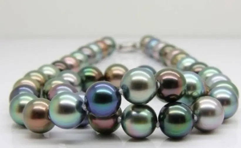 

Free Shipping Huge 18"13mm natural south sea genuine multicolor round pearl necklace 8588 (09.08)