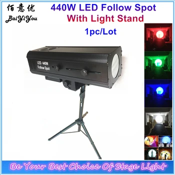 

1pc/Lot Bright 440W LED Follow Spot Light Manual Double Focus Aperture Adjustable For Wedding Party Decoration With Flight Case