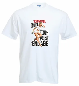 

2019 100% Cotton Summer Mens Summer Tops Rugbyer Rules Scrum T Shirt Scrummage Crouch Touch Pause Engage Pin Up Gift Tee shirt