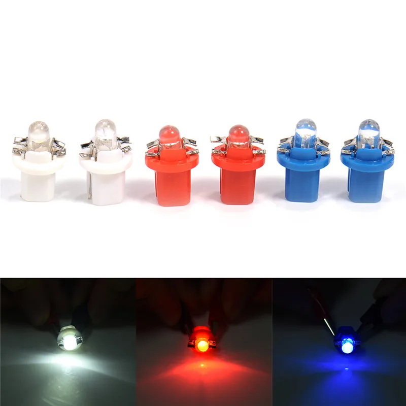 

10pcs/lot Super Bright T5 B8.5D 1 LED Round Instrument Lights Instrument Lights Lens Convex Reading Lights Car Door Light DC12V