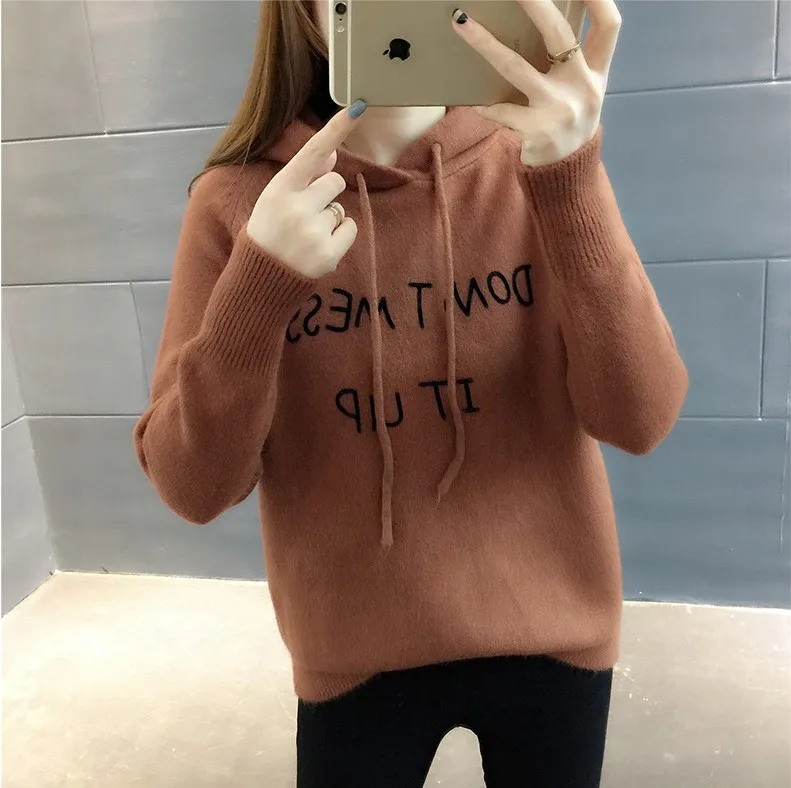 

Women's Cashmere Elastic Autumn Winter Hooded Turtleneck Sweaters Pullovers Wool Sweater Slim Tight Bottoming Knitted Pullover