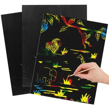 

10pcs Magic Colorful Drawing Board Paper Scraping Painting Children learning Education Toys Painting Graffiti Scratch Toys