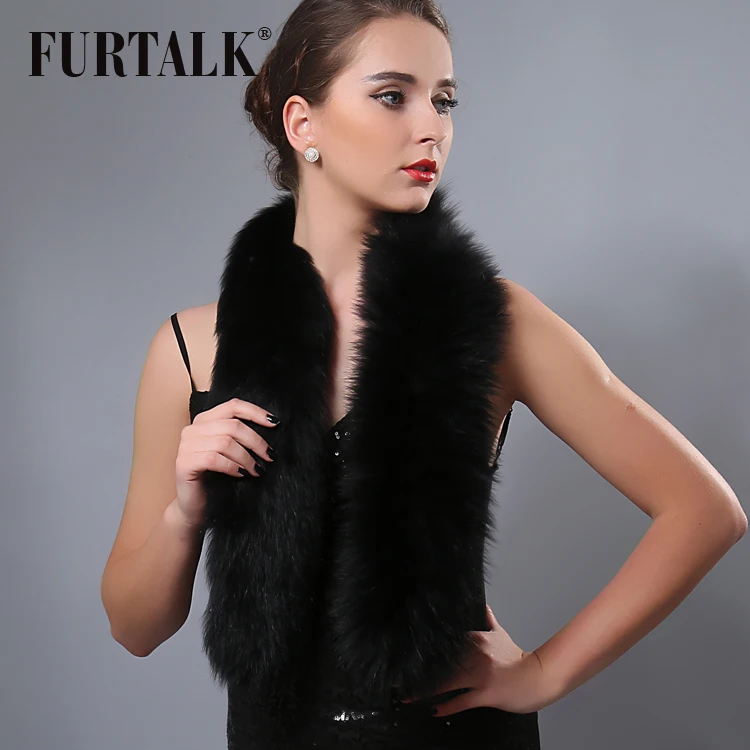Furtalk шарф из лисьего меха женский модный цвета градиент 110*15 см теплая мягкая