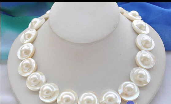 

FREE SHIPPINGPERFECT AAA++ 18" 22mm WHITE ROUND SOUTH SEA MABE PEARL NECKLACE (A0501)