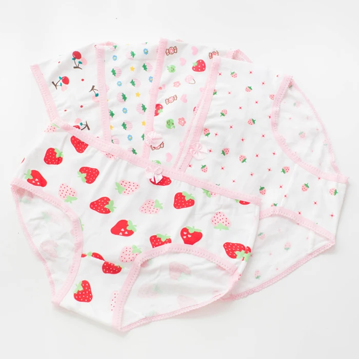 

girl strawberry print underwear cute middle waist low waist student perizoma cotton panties ondergoed dames slips strings