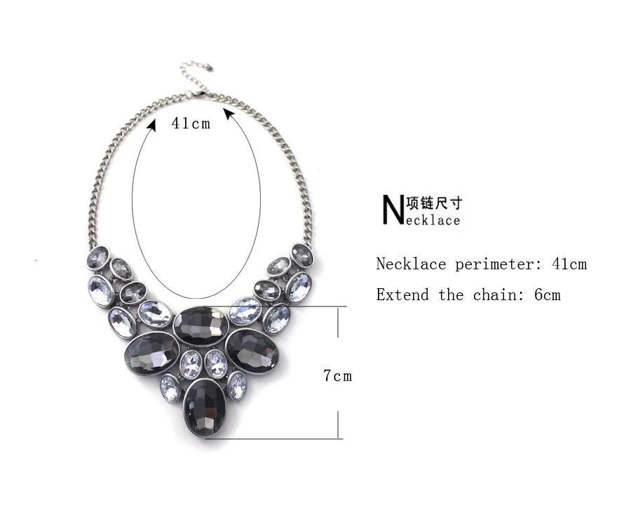 Дизайн торговля горный хрусталь бусины имитация Серый Кристалл Подарочное ожерелье ювелирные изделия