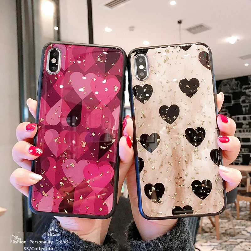 

Luxury cute love leopard square lattice glitter silicone phone case for iphone 7 8 6 S plus X XR XS MAX for samsung S8 S9 Note8