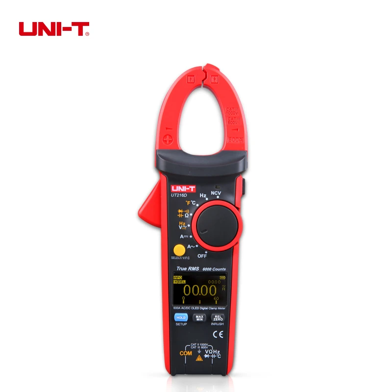 

UNI-T UT216D True RMS Digital Clamp Meters NCV V.F.C Flashlight AC/DC Current Measurement V/A Capacitance Ohm Freq Temp