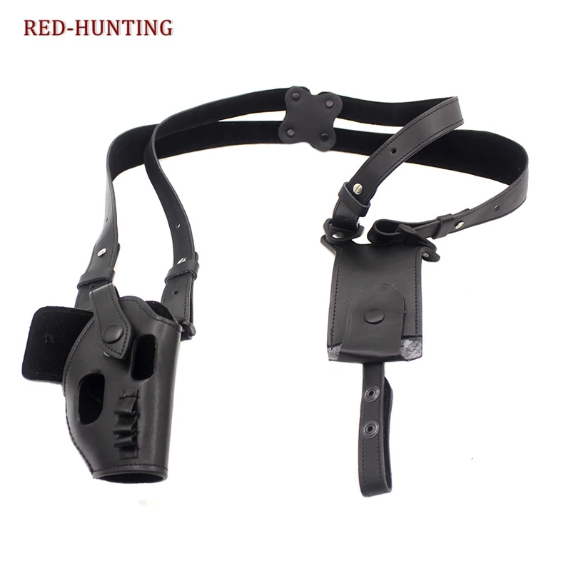 

Soft Leather Hunting Tactical Gun Holster PPK/PPKS Army Force Shoulder Pistol Holster with Magazine pouch
