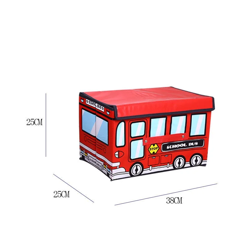 Детский складной мультяшный стул для хранения, нетканый школьный автобус, коробка для хранения мелочей, органайзер с крышкой