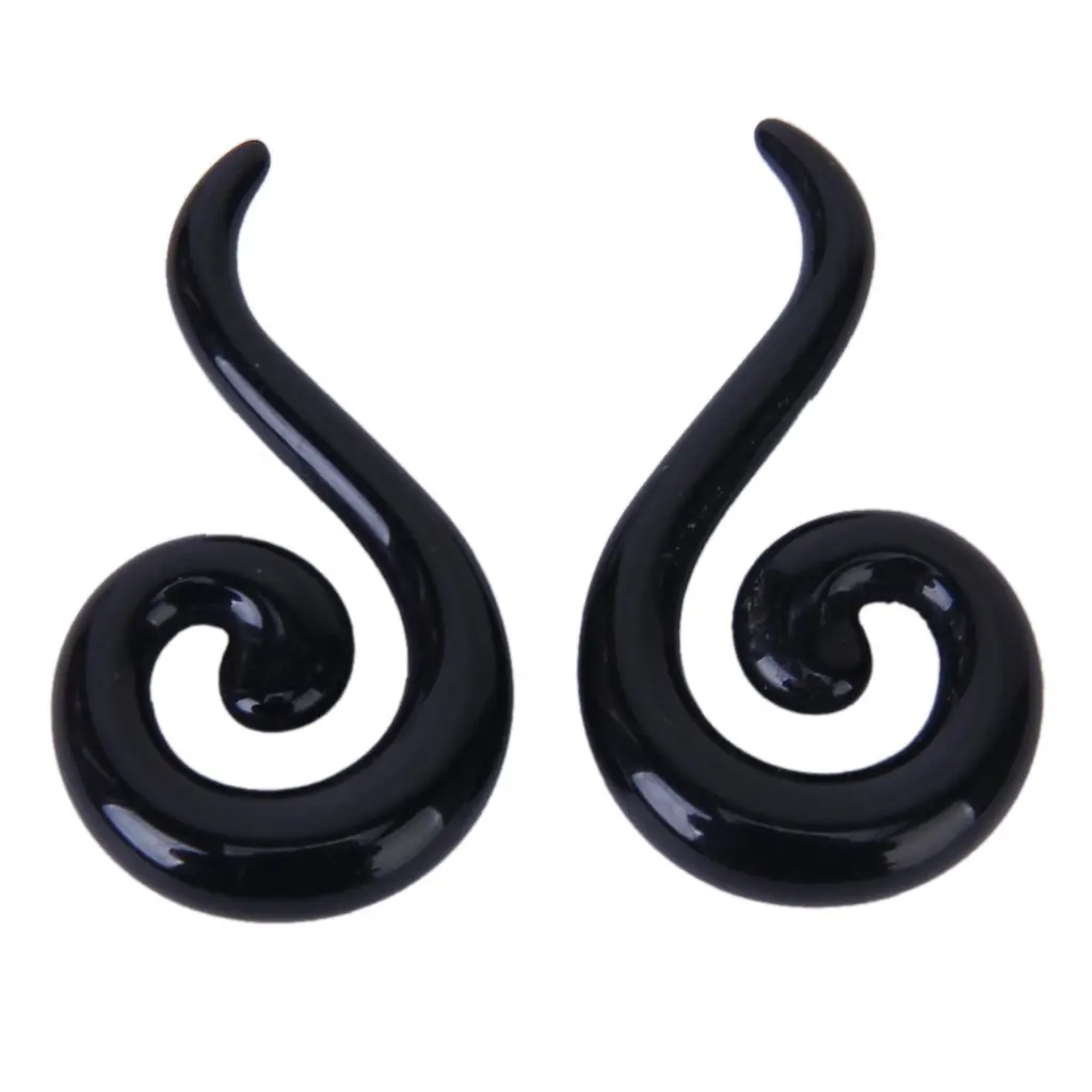 

1 Pair 0g Ear Spiral Plug Tunnel Stretcher Body Piercing Jewelry Black