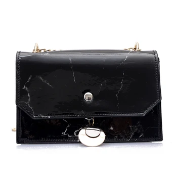 

DCOS-Women Fashion Summer Marble Pattern Glossy Leather Chic Chain Bag Shoulder Bag Handbags Messenger Bag