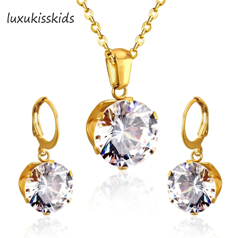 LUXUKISSKIDS Luxury Gold Color Bridal Jewelry Sets & More for Women Wedding with High Quality AAA Zircon 2