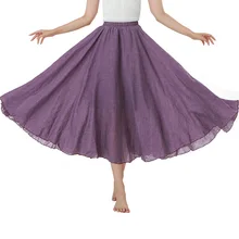 Женщины половина юбка сплошной цвет тонкий эластичный пояс A-Line большой подол юбка для лета-MX8