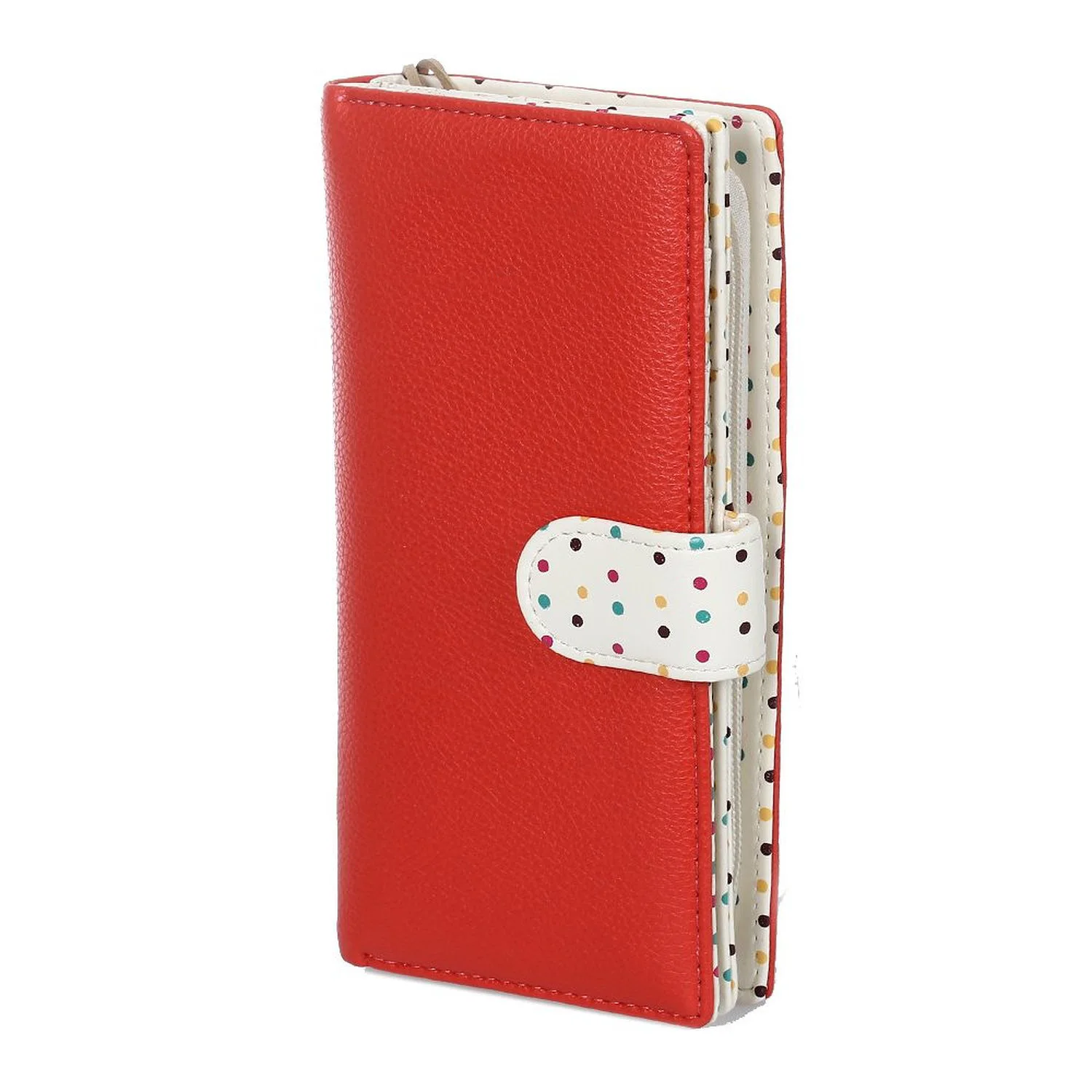 

Hot Fashion PU Purse Wallet for Women's Fashion Cards Holder Polka Dots Buckle Purse Red