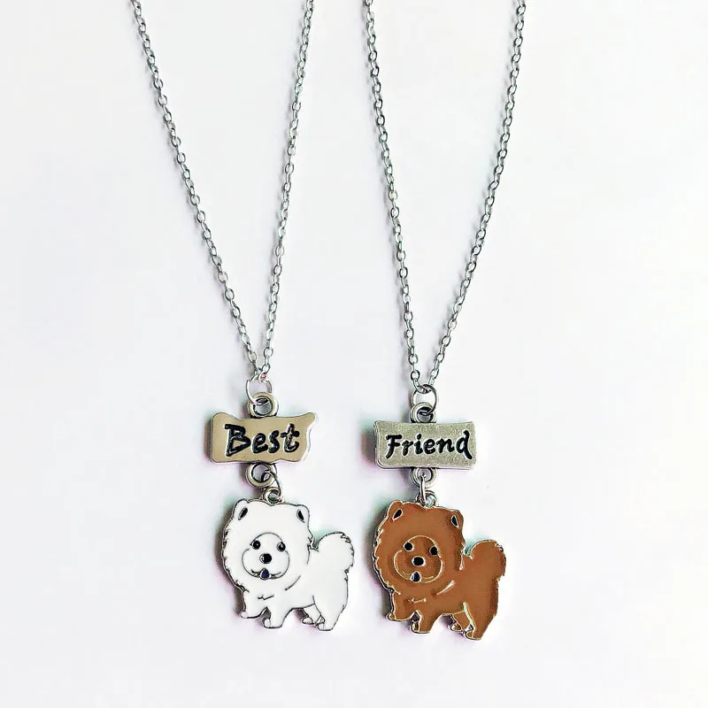 2pcs/Set Woman Fashion Jewelry Chow Chow Charm Best Friends Necklaces